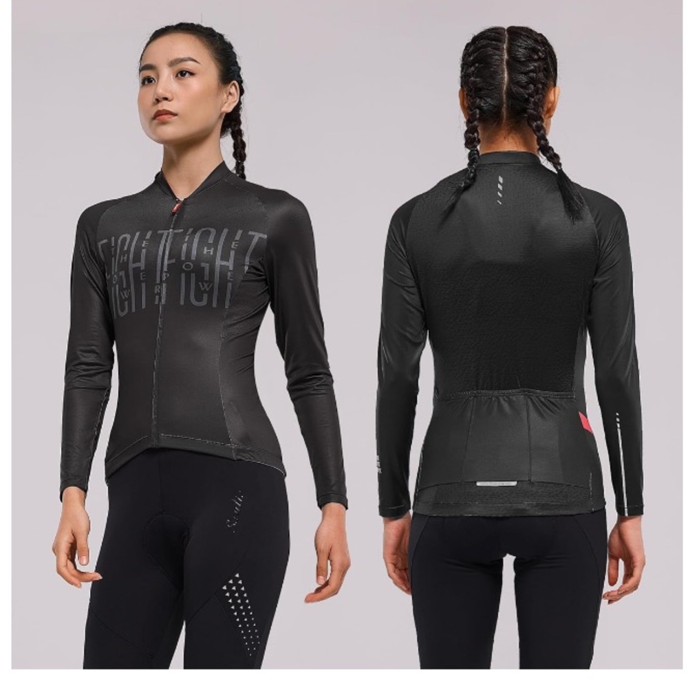 Santic Women's Cycling Jersey Long Sleeve Top Road Bike Shirt full Zipper UPF 50